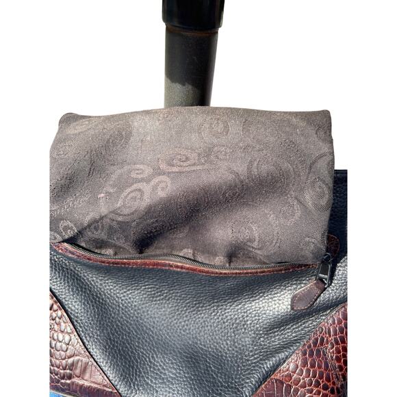 Brighton Classic Brown Croc and Black shoulder bag - Picture 13 of 14